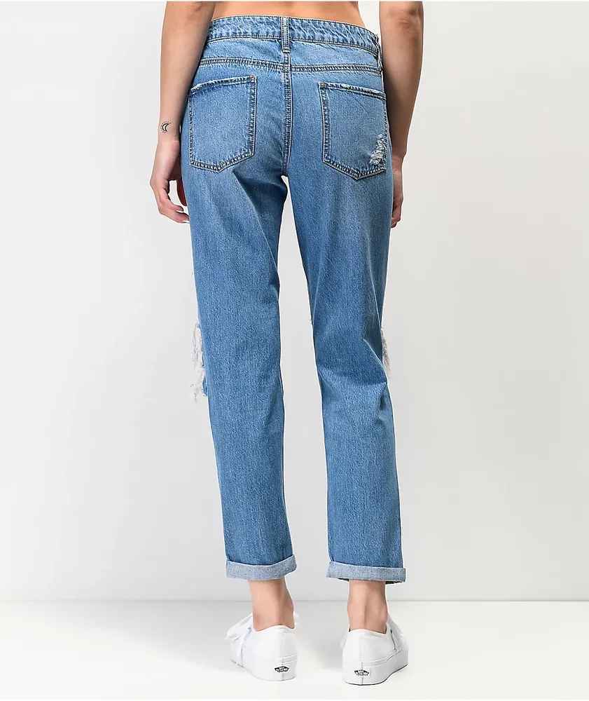 Empyre Easton Medium Wash Distressed Boyfriend Jeans | Mall of America®