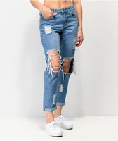 Empyre Easton Medium Wash Distressed Boyfriend Jeans