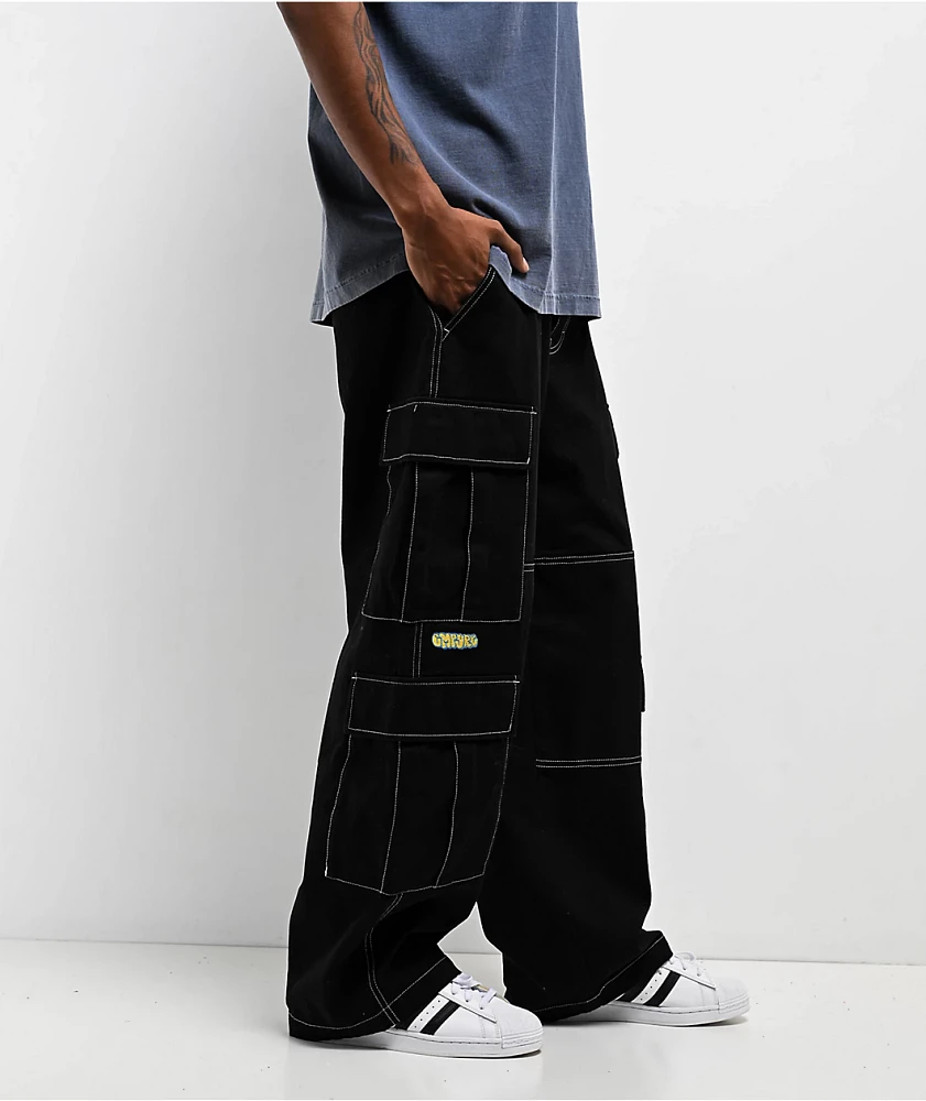 Empyre Easy Now Black Double Cargo Canvas Ultra Loose Skate Pants