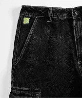 Empyre Easy Now Cargo Ultra Loose Black Denim Skate Shorts