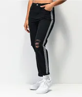 Empyre Eileen Checkerboard Stripe Black Mom Jeans