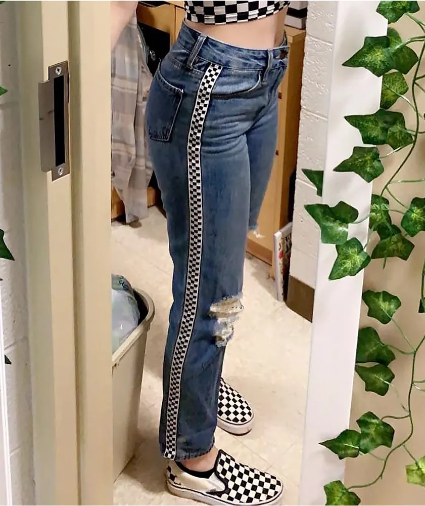  OeyFnbmO Birthday for Girls Jeans Stretch Checkered