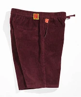 Empyre Elastic Waist Burgundy Corduroy Skate Shorts