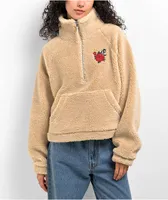 Empyre Eliza With Rose Cream Half Zip Sherpa Sweatshirt