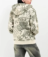 Empyre Ellio Graffiti Cream & Green Zip Hoodie