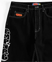 Empyre Embroidered Black Denim Skate Shorts