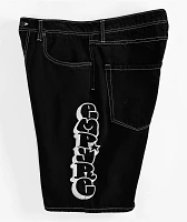 Empyre Embroidered Black Denim Skate Shorts