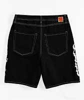 Empyre Embroidered Black Denim Skate Shorts