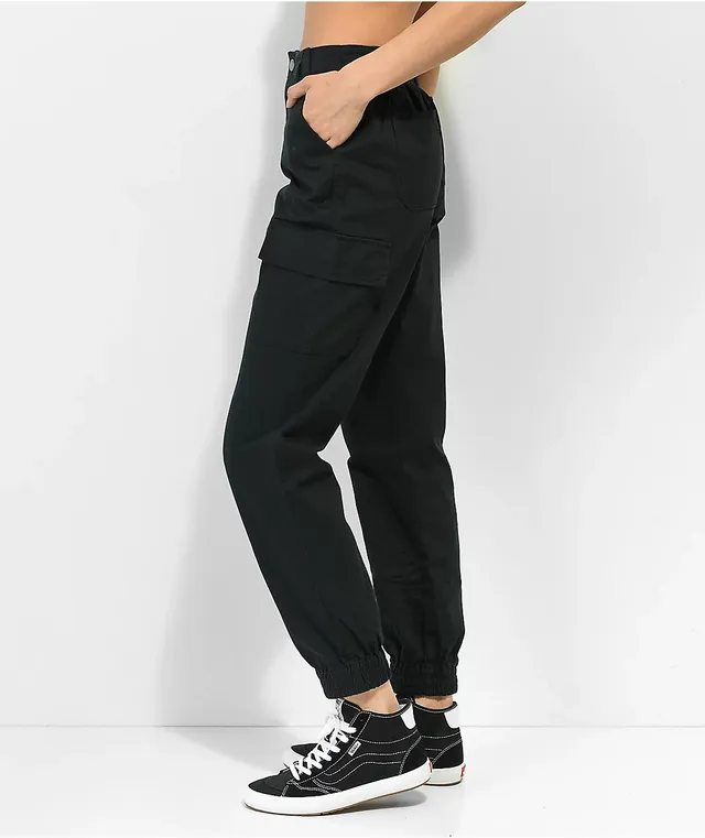 Empyre Emory Elastic Waist Black Cargo Jogger Pants