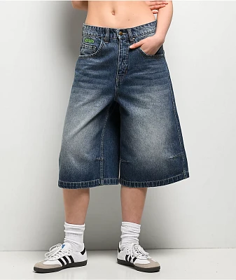 Empyre Extent Blasted Blue Wash Wide Leg Shorts