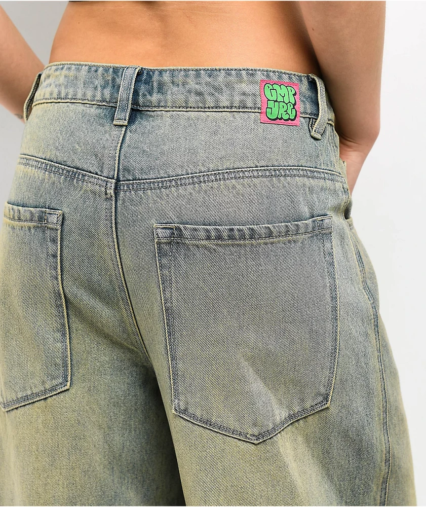 Empyre Extent Blue Wash Low Rise Wide Leg Jeans