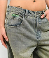 Empyre Extent Blue Wash Low Rise Wide Leg Jeans