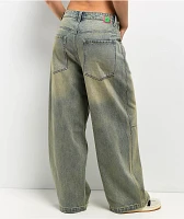 Empyre Extent Blue Wash Low Rise Wide Leg Jeans