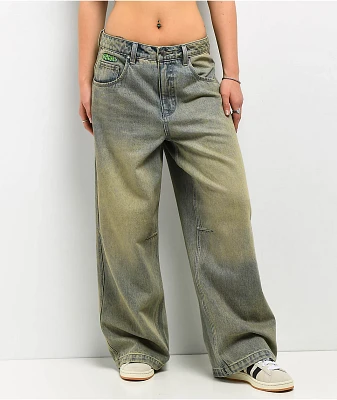 Empyre Extent Blue Wash Low Rise Wide Leg Jeans