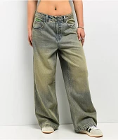 Empyre Extent Blue Wash Low Rise Wide Leg Jeans