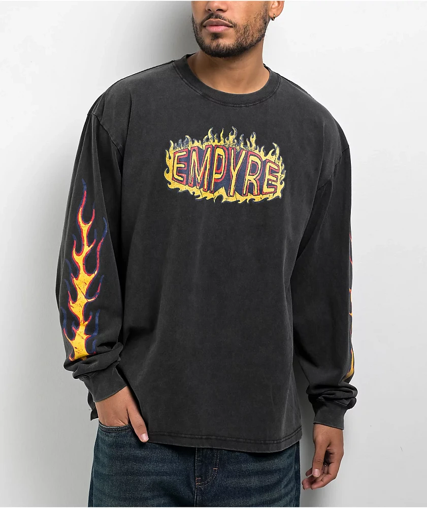 Empyre Flame Thrower Black Wash Long Sleeve T-Shirt