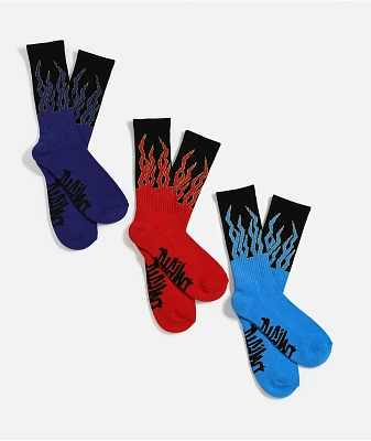 Empyre Flames Black 3 Pack Crew Socks