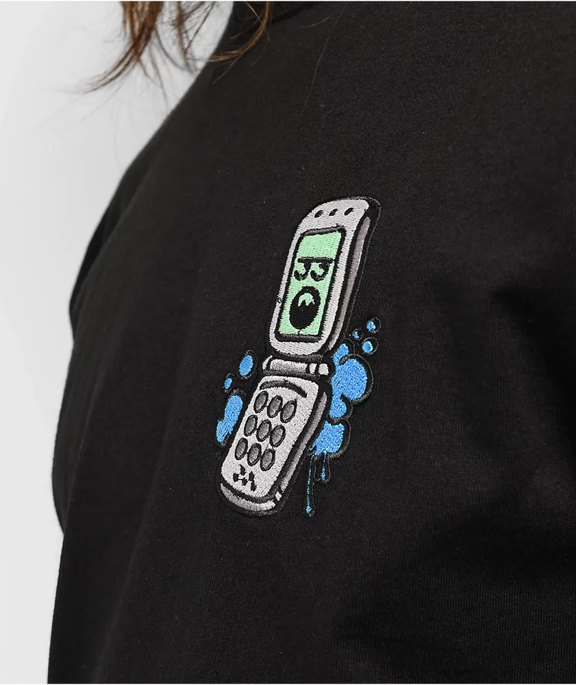 Empyre Flip Phone Embroidered Black T-shirt