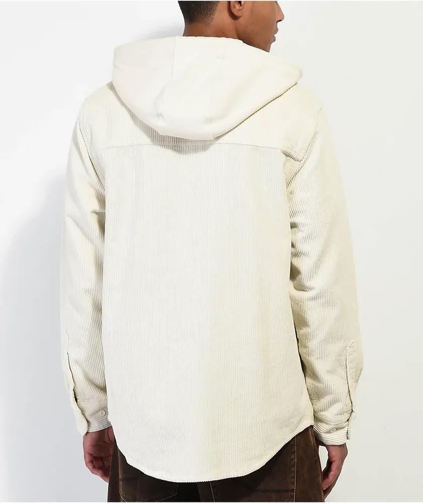 Empyre Fluke Woven White Hooded Corduroy Jacket