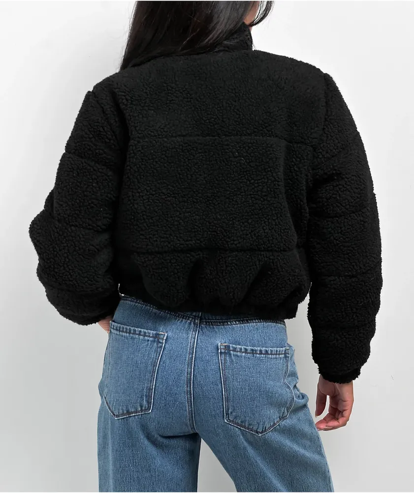 Empyre Flynn Black Crop Top Puffer Fleece