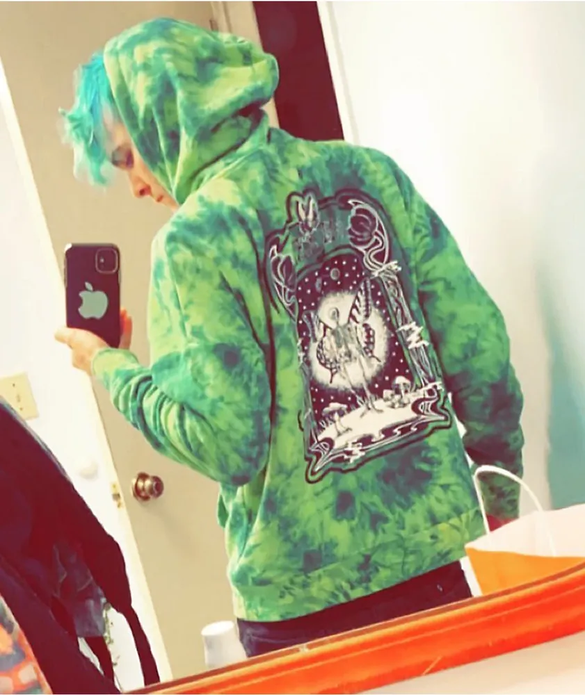 Empyre Fredia Butterfly Window Green Tie Dye Hoodie