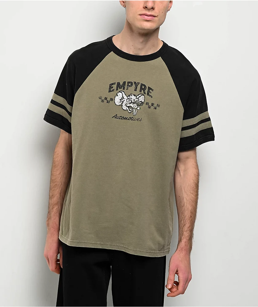 Empyre Gas Rat Black & Green Wash Raglan T-Shirt 