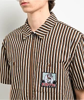 Empyre Glen Black, White & Brown Stripe Short Sleeve Zip Shirt