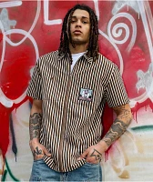 Empyre Glen Black, White & Brown Stripe Short Sleeve Zip Shirt