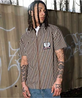 Empyre Glen Black, White & Brown Stripe Short Sleeve Zip Shirt