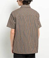 Empyre Glen Black, White & Brown Stripe Short Sleeve Zip Shirt