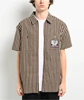 Empyre Glen Black, White & Red Stripe Short Sleeve Zip Shirt