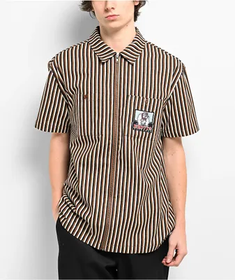 Empyre Glen Black, White & Red Stripe Short Sleeve Zip Shirt