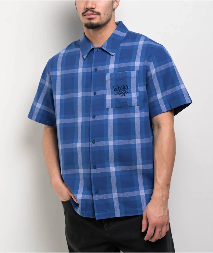 Empyre Glen Shadow Plaid Blue Button Up Shirt