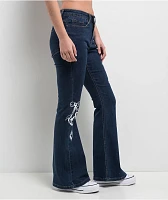 Empyre Glimmer Evening Dark Blue Mid Rise Flare Jeans