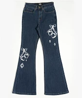 Empyre Glimmer Evening Dark Blue Mid Rise Flare Jeans