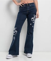 Empyre Glimmer Evening Dark Blue Mid Rise Flare Jeans