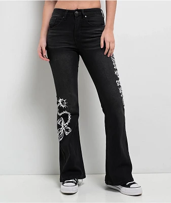 Empyre Glimmer Ozzy Black Wash Mid Rise Flare Jeans