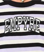 Empyre Good Sport Black, White & Purple Stripe Long Sleeve T-Shirt