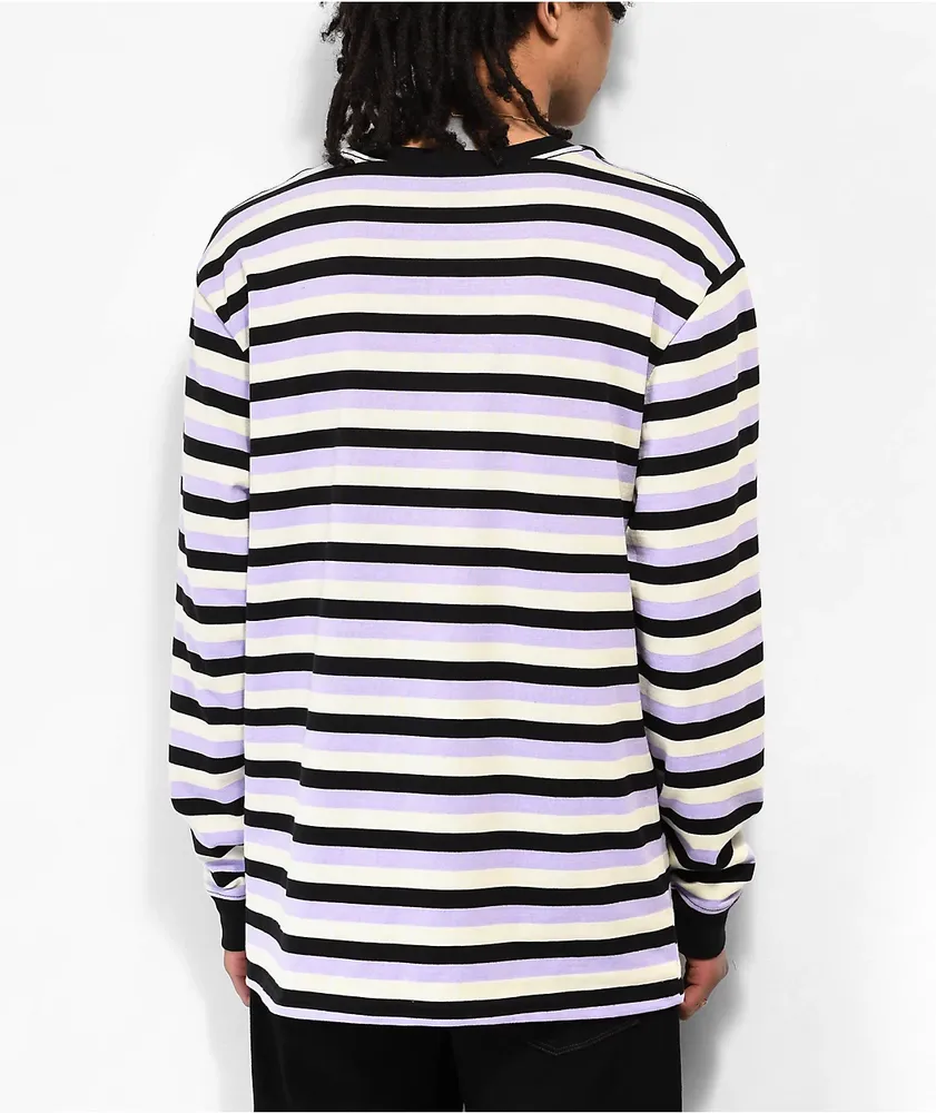 Empyre Good Sport Black, White & Purple Stripe Long Sleeve T-Shirt