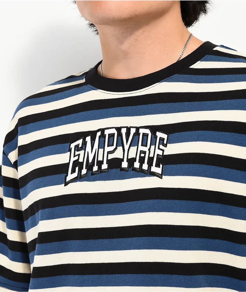 Empyre Good Sport Blue, Black & Tan Stripe T-Shirt
