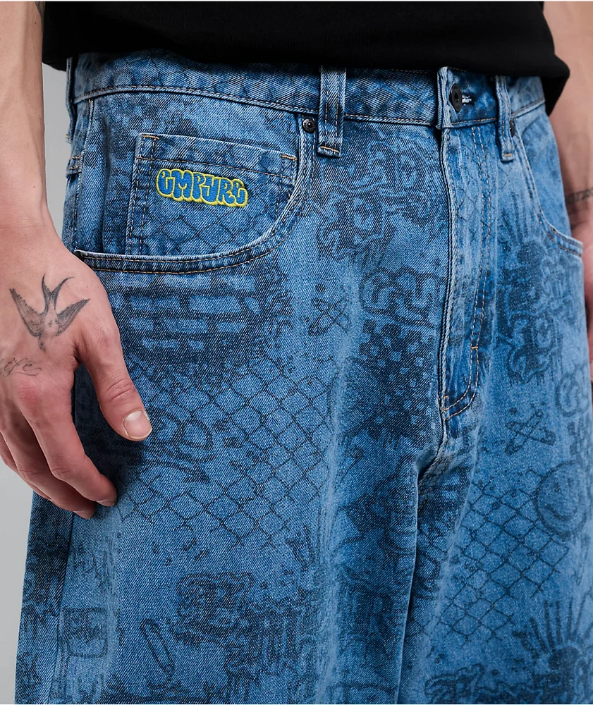 Empyre Graf Blue Ultra Wide Skate Jeans