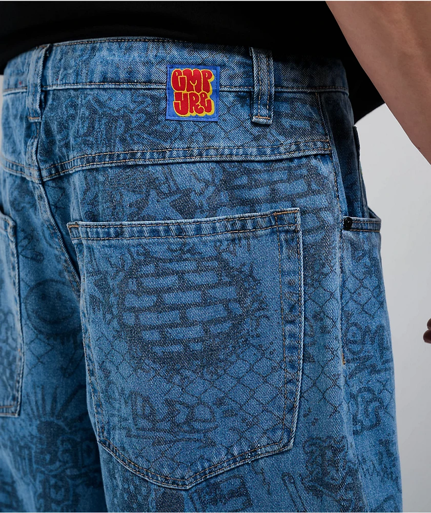 Empyre Graf Blue Ultra Wide Skate Jeans