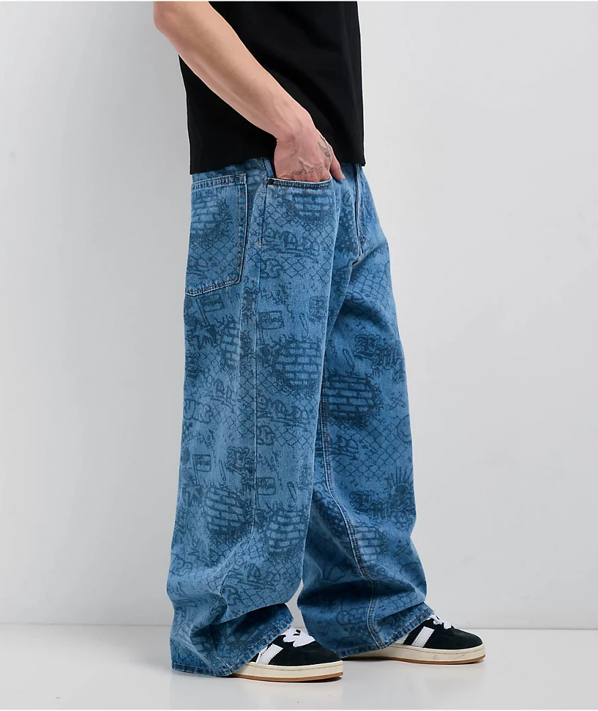 Empyre Graf Blue Ultra Wide Skate Jeans