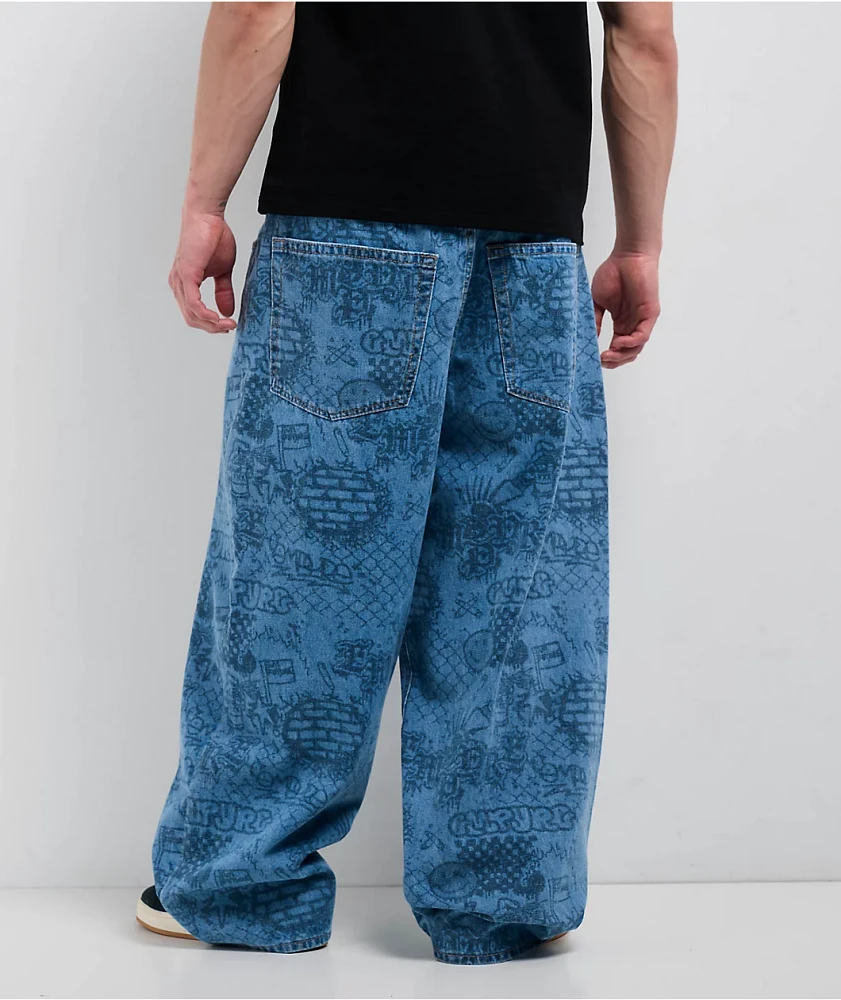 Empyre Graf Blue Ultra Wide Skate Jeans