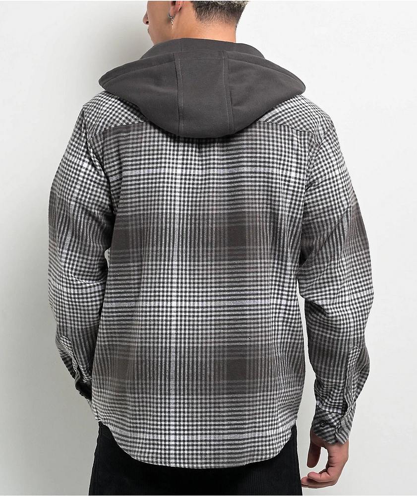 Empyre Grey & Black Flannel Hooded Zip Jacket