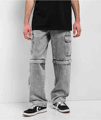 Empyre Grey Zip Off Cargo Denim Skate Jeans