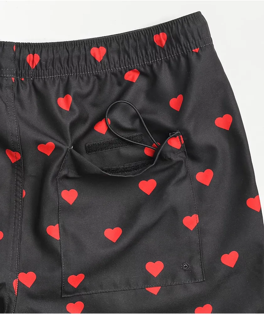 Empyre Grom Hearts Black & Red Board Shorts