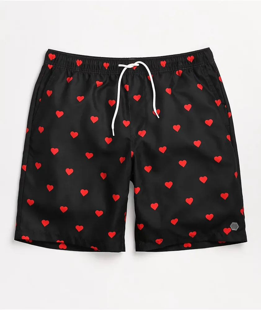 Empyre Grom Hearts Black & Red Board Shorts