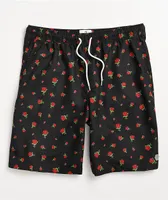 Empyre Grom Roses Black & Red Elastic Waist Board Shorts
