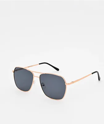 Empyre Hayes Black & Gold Square Pilot Sunglasses